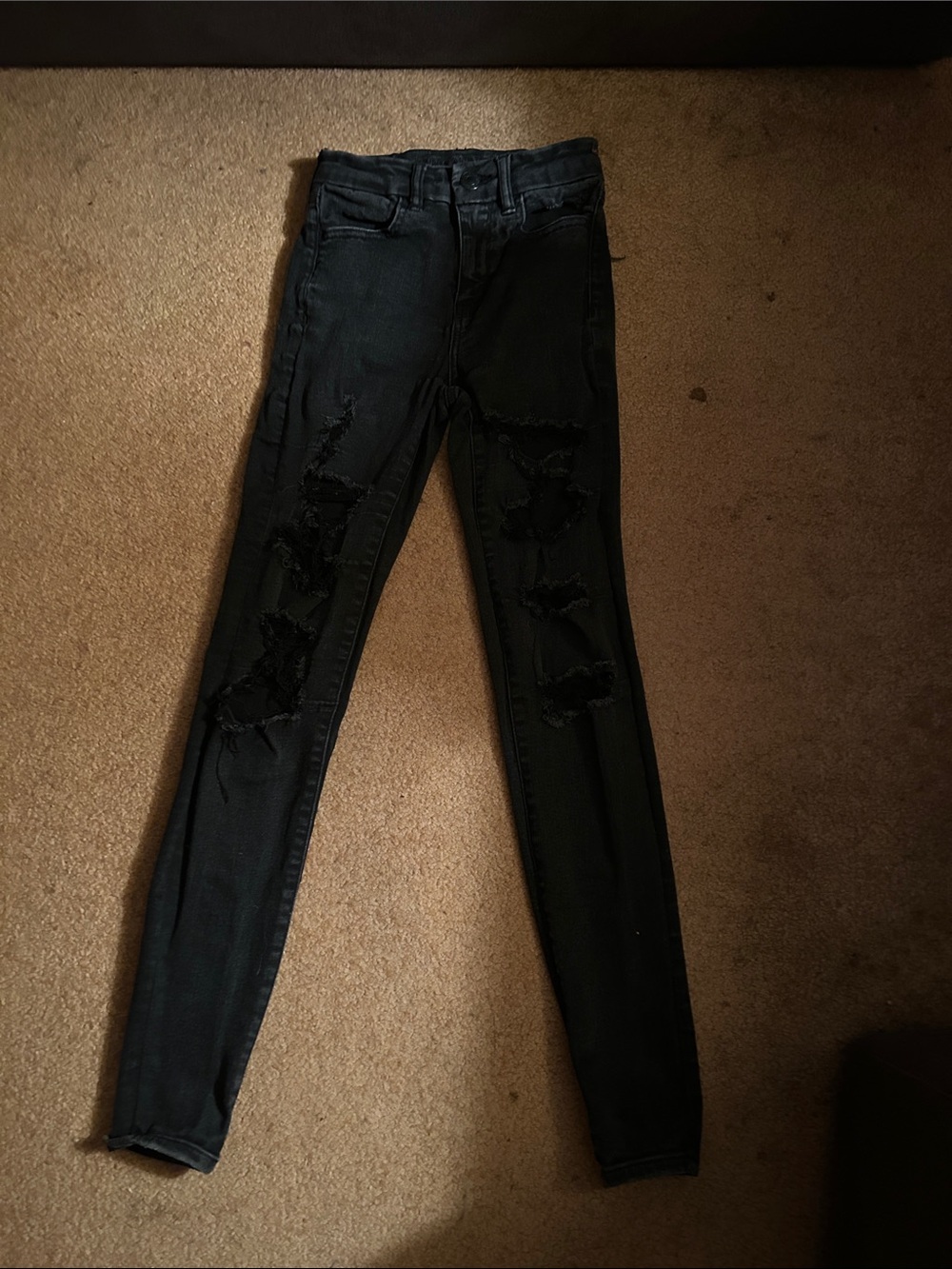 American Eagle Outfitters Black Ripped Skinny Jeans